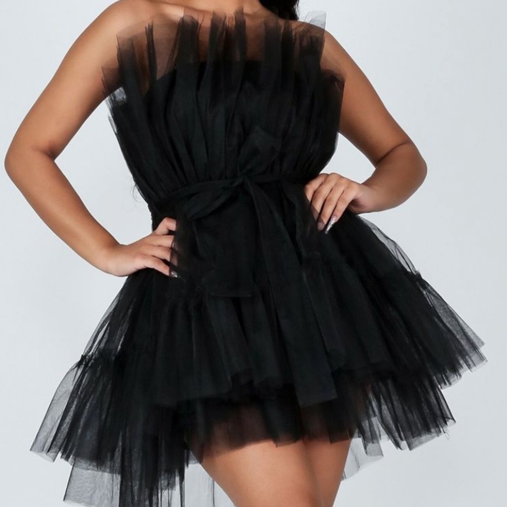 LAYERED MESH TUBE MINI DRESS PRINCESS DRESS